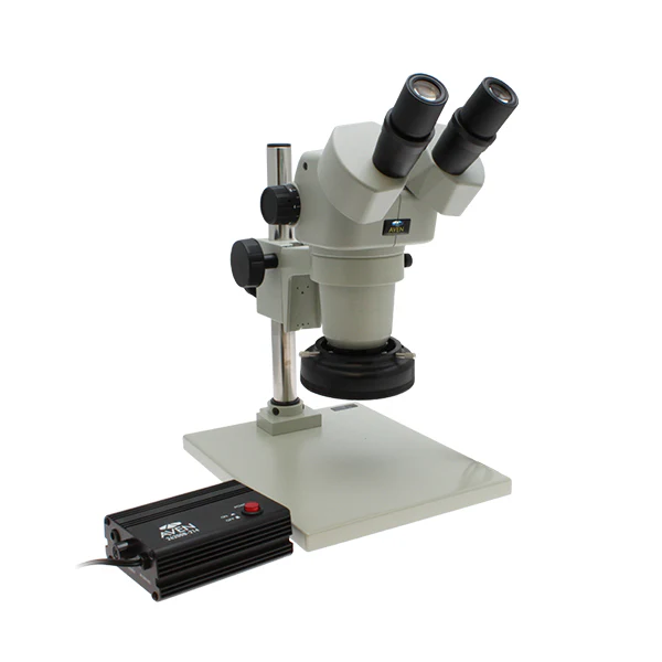 Stereo Zoom Bincoular Micrsocope SPZ-50 [6.75x-50x] on Post Stand with LED Ring Light with Polarizer