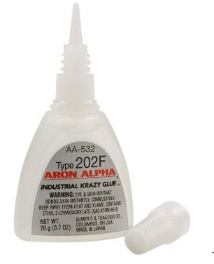 AA532,Aron Alpha Type 202F Instant Adhesive, 100 cps viscosity, clear, fast cure, 20 gm (0.7 oz) bottle, 25 bottle/case.