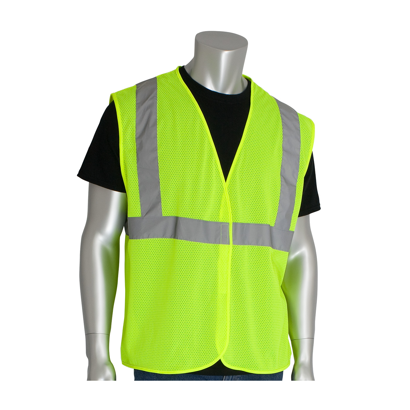 PIP® 302-MVGLY-M Safety Vest, M, Hi-Viz Lime Yellow, Polyester Mesh, Hook and Loop Closure, ANSI Class: Class 2, Specifications Met: ANSI 107 Type R
