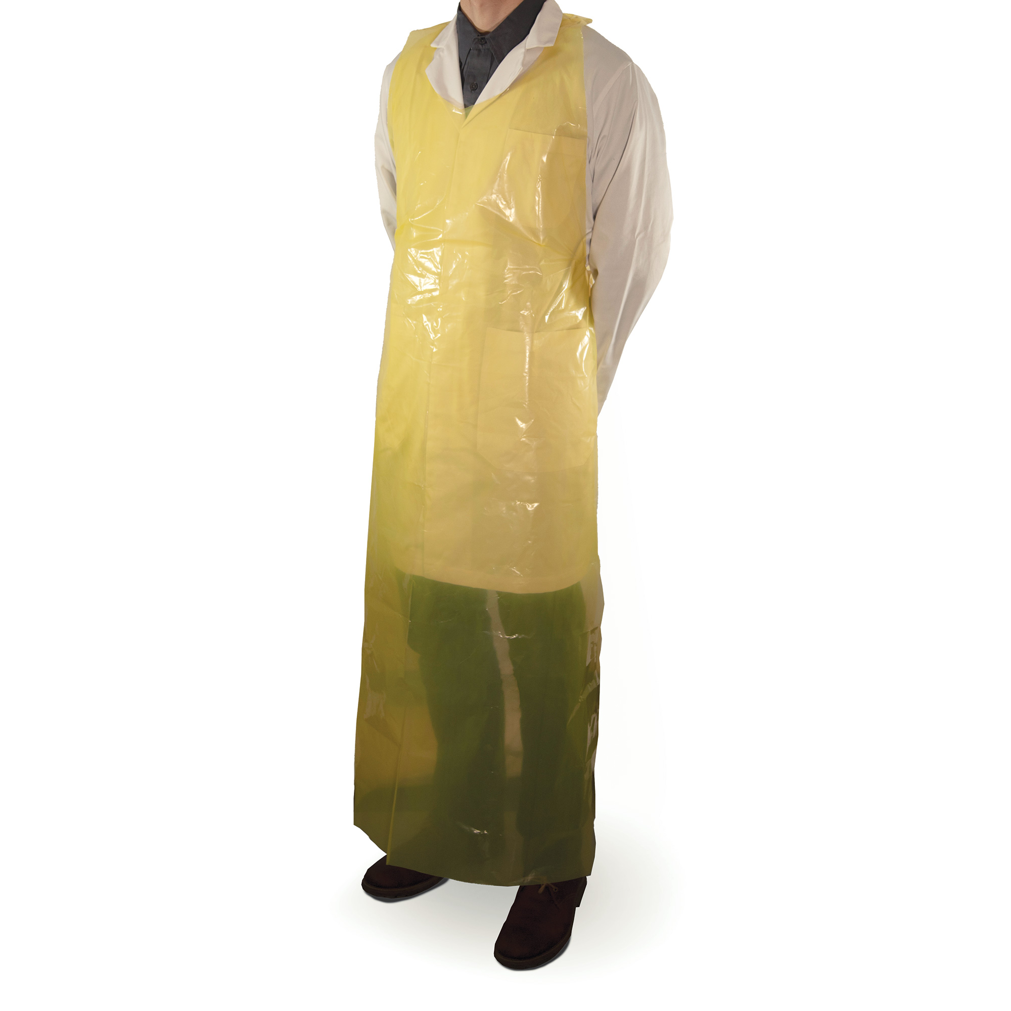 APRON 4MIL YELLOW POLY DISP ONE