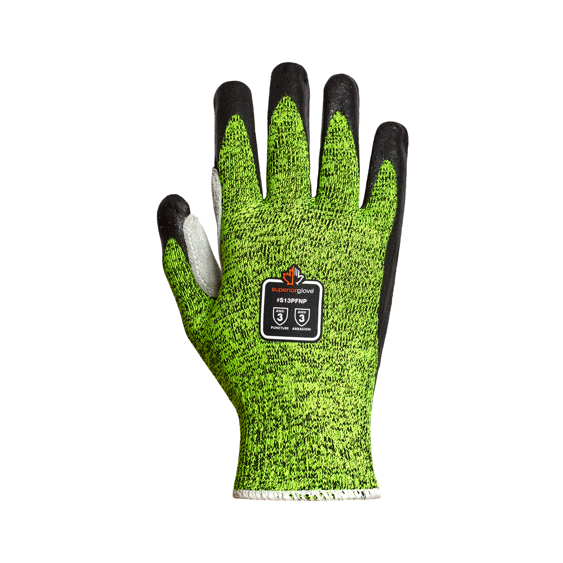 GLOVE KNIT NITRILE LEATHER PATCH GRN 12
