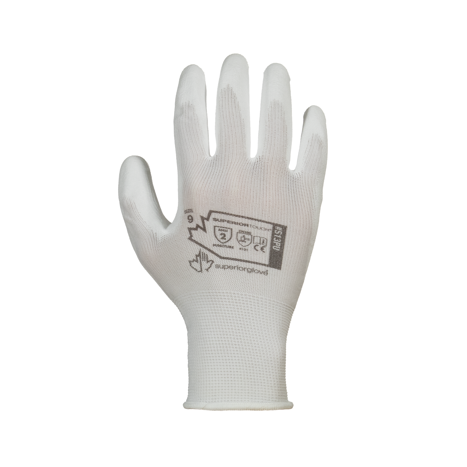 GLOVE CLEANROOM NYLON PU CTD WHT 6