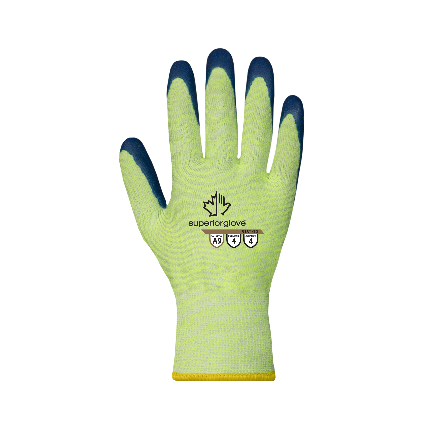 GLOVE HIVIZ CUT A9 LATEX PALMS HVGREEN 7