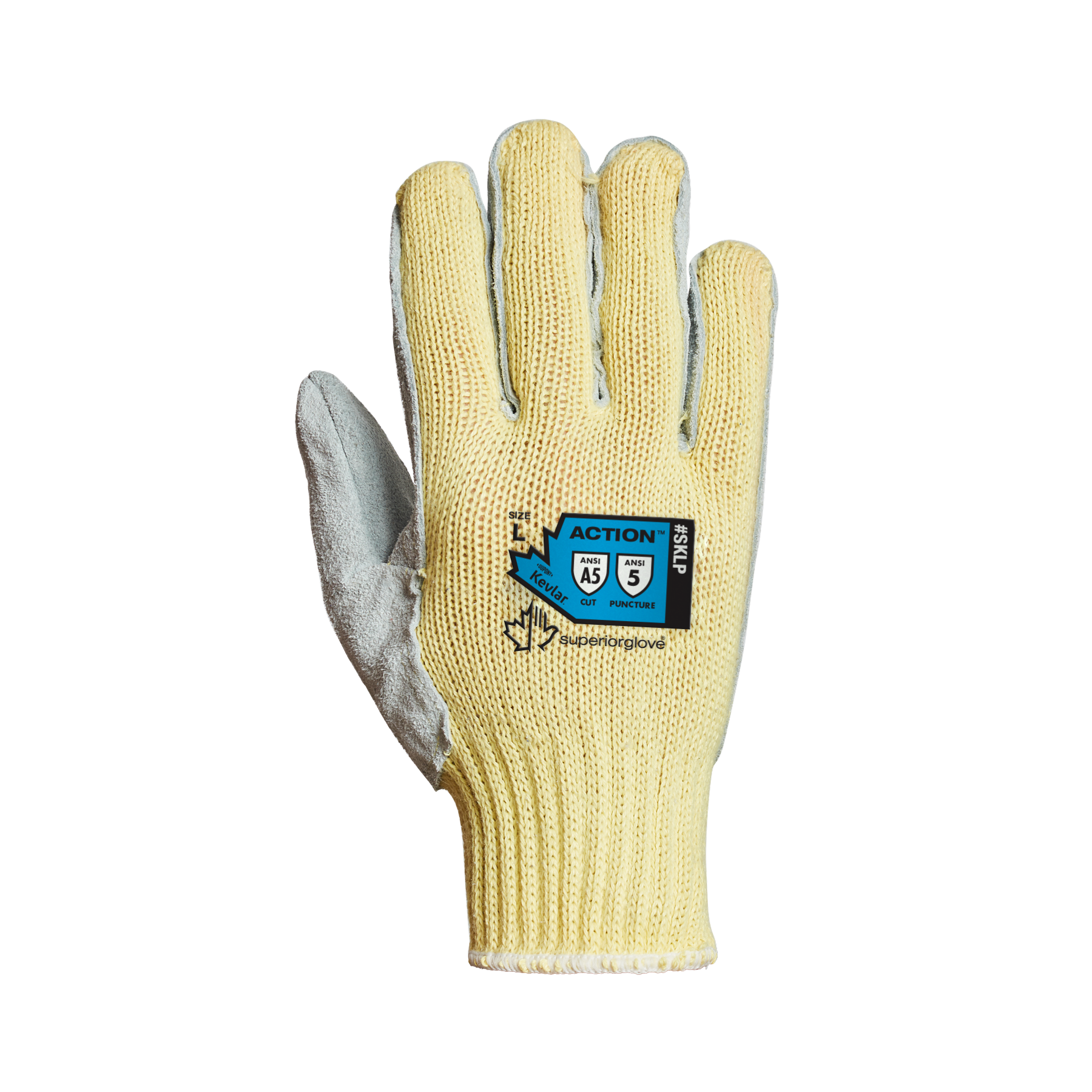 GLOVE CUTA5 THICK LTHR PALM VP SW YLW L