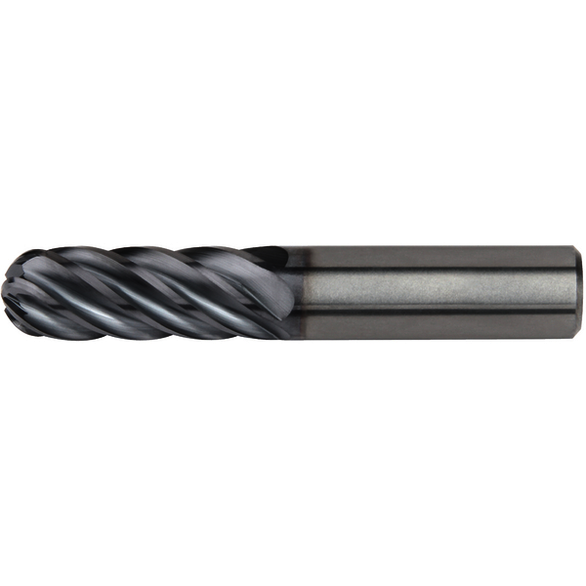 KENNAM 6113404 1.0000 in Mill Dia, 1.5000 in LOC, 4.5000 in OAL, 6 Flutes, Carbide, AlTiN, Ball End Mill