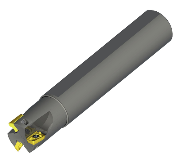 Kennametal 2383977 1.0000 in Milling Dia, 8.0000 in Shank Length, 0.3550 in Max Depth, 8.0000 in OAL, 3 Inserts, Coolant Through, Indexable Square-Shoulder End Mills