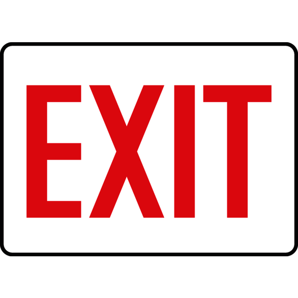 Accuform® MEXT906VP Rectangle Exit Sign, 7 in H x 10 in W, Red on White, Plastic, Surface Mount