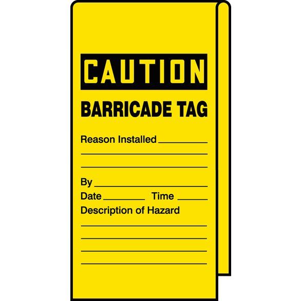 Accuform® TAT112 Wrap 'n Stick™ Safety Tag, 12 in H x 3-1/8 in W, Black/Yellow, Adhesive Vinyl