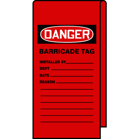 Accuform® TAT116 Wrap 'n Stick™ Safety Tag, 12 in H x 3-1/8 in W, Black/Red/White, Adhesive Vinyl