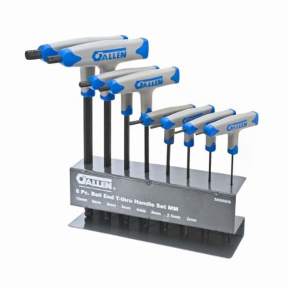 Allen Ball-Plus 56660G Metric Standard Length Hex Key Set, 8 Pieces, Alloy Steel