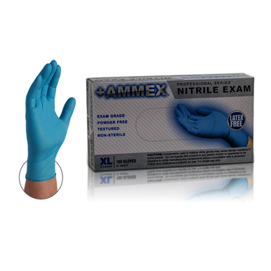 AMMEX Medical Blue Nitrile Gloves, Case of 1000, 4 mil, Size Large, Latex Free, Powder Free, Textured, Disposable, Non-Sterile, APFN46100