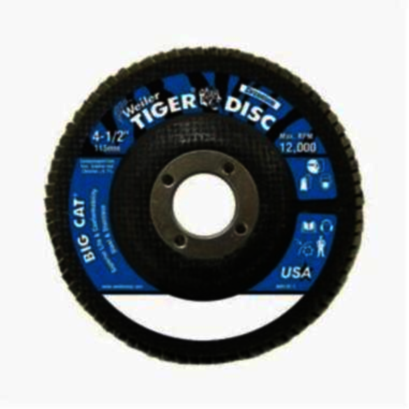 Big Cat 50808V Close High Density Premium Vending Ready Coated Abrasive Flap Disc, 4-1/2 in Dia, 40 Grit, Coarse Grade, Zirconia Alumina Abrasive, Type 27/Flat Disc