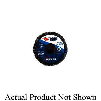 BobCat 50950 Type R Close Mini Standard Density Coated Abrasive Flap Disc, 2 in Dia, 120 Grit, Fine Grade, Zirconia Alumina Abrasive, Type 27/Flat Disc