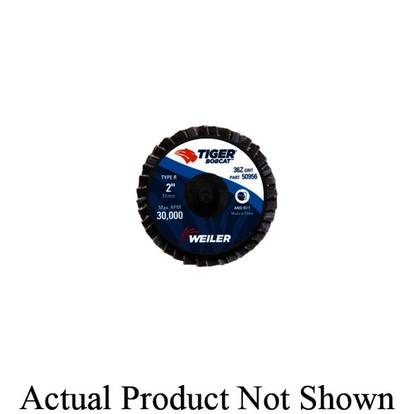 BobCat 50956 Type R Close Mini Standard Density Coated Abrasive Flap Disc, 3 in Dia, 36 Grit, Coarse Grade, Zirconia Alumina Abrasive, Type 29/Conical Disc