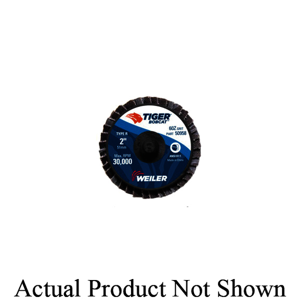 BobCat 50958 Type R Close Mini Standard Density Coated Abrasive Flap Disc, 3 in Dia, 60 Grit, Medium Grade, Zirconia Alumina Abrasive, Type 29/Conical Disc