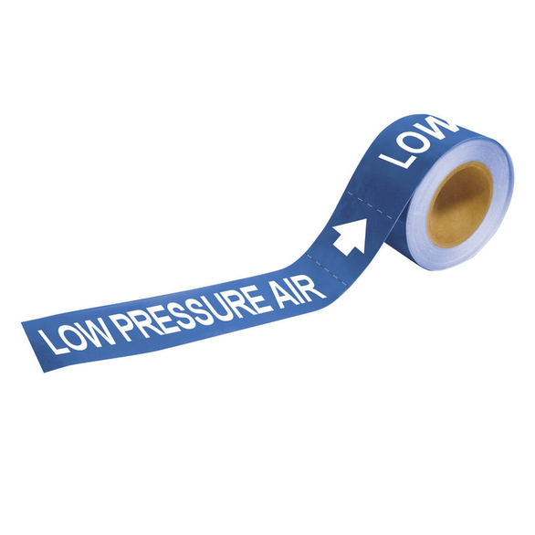 Brady® 73904 Pipe Marker, 2 in H x 2 in W, White On Blue, Self-Adhesive Mount, 25