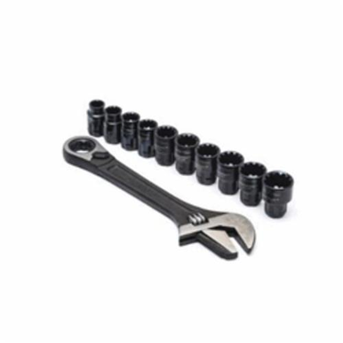 Crescent CPTAW8 Adjustable Wrench Set, 11 Pieces, SAE/Metric/Torx, Forged Alloy Steel, Black-Phosphate