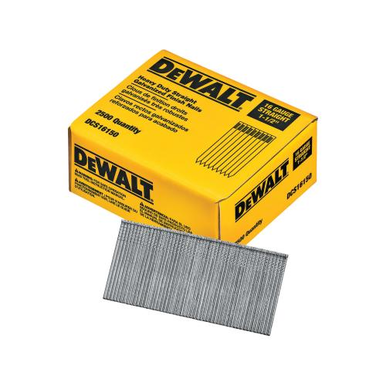 DeWALT® DCS16150 Angled Straight Finish Nail, 1-1/2 in L, 16 ga, Galvanized, Stamped Steel