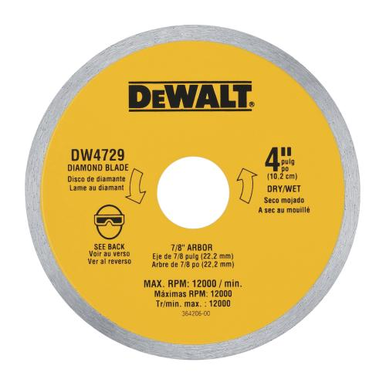 DeWALT® XP™ DW4729 Diamond Saw Blade, 4 in Blade, 5/8, 7/8 in, 1 in D Cutting, Dry/Wet Cutting