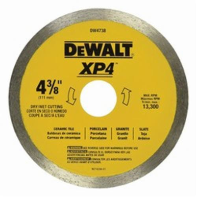 DeWALT® XP 4™ DW4738 Continuous Rim Extended Performance Diamond Saw Blade, 4-3/8 in Blade, 20 mm, Dry/Wet Cutting