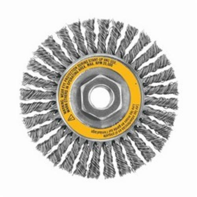 DeWALT® XP™ DW49250 Wheel Brush, 5 in Dia, 3/8 in W Face, 0.02 in Dia Stringer Bead Knot Filament/Wire, 5/8-11 Arbor Hole
