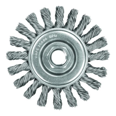 DeWALT® XP™ DW49253 Wheel Brush, 4 in Dia, 1/2 in W Face, 0.02 in Dia Full Cable Twist Knot Filament/Wire, 5/8-11 Arbor Hole