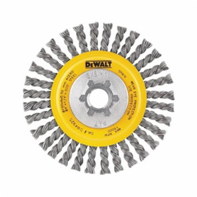 DeWALT® HP™ DW4925B Wheel Brush, 4 in Dia, 3/8 in W Face, 0.02 in Dia Stringer Bead Knot Filament/Wire, 5/8-11 Arbor Hole