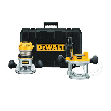 DeWALT® DW618PK EVS Mid Size Soft Start Fixed Base/Plunge Router Combo Kit, 1/4, 1/2 in Chuck, 8000 to 24000 rpm, 2.25 hp, 120 VAC, Toggle Switch