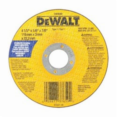 DeWALT® HP™ DW8080 Contaminant-Free Small Diameter Cut-Off Wheel, 4-1/2 in Dia x 7/8 in THK, 7/8 in Center Hole, 30 Grit, Aluminum Oxide Abrasive