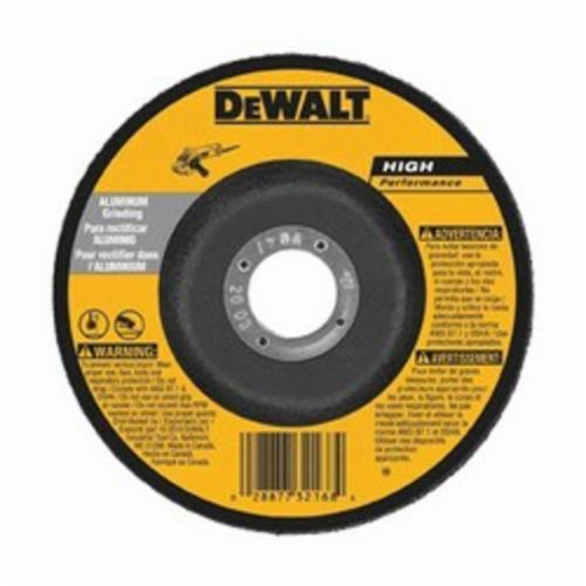 DeWALT® HP™ DW8404 Flat Depressed Center Wheel, 4-1/2 in Dia x 1/4 in THK, 7/8 in Center Hole, 30 Grit, Aluminum Oxide Abrasive