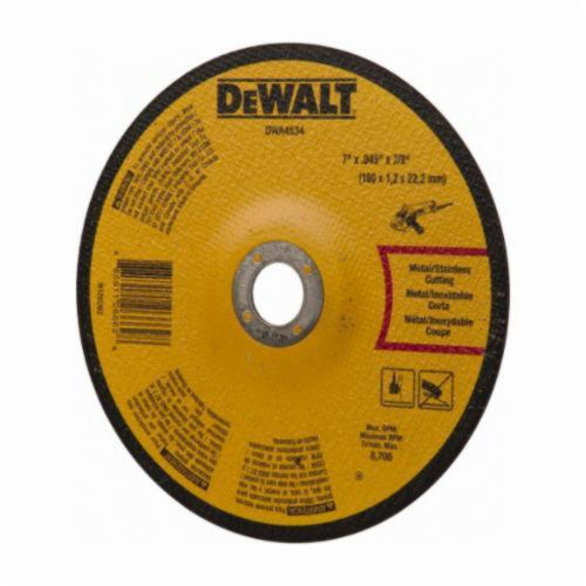 DeWALT® DWA4534 Depressed Center Wheel, 7 in Dia x 0.045 in THK, 7/8 in Center Hole, A60T Grit, Aluminum Oxide Abrasive