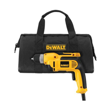 DeWALT® DWD110K Pistol Grip Drill Kit With Keyless Chuck, 3/8 in Keyless Chuck, 120 VAC, 0 to 2500 rpm Speed, 12-3/4 in OAL