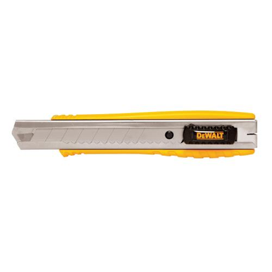DeWALT® DWHT10038 Standard Utility Knife, 18 mm W Integrated/Snap-Off Blade, Push Button, Carbon Steel Blade, 1 Blade Included, 6-1/4 in OAL