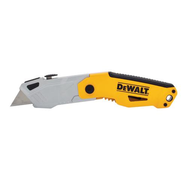 DeWALT® DWHT10261 Auto-Lock Folding Utility Knife, Retractable Blade, Push Button, Steel Blade, 3 Blades Included, 7-1/4 in OAL