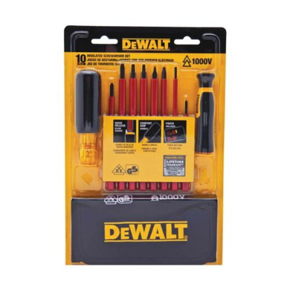 DeWALT® DWHT66417 Screwdriver Set, Imperial, 10 Pieces, Vinyl