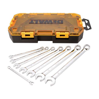 DeWALT® ToughBox™ DWMT73809 Combination Wrench Set, Imperial, 8 Pieces, 1/4 to 11/16 in, Polished Chrome