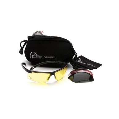 Ducks Unlimited® DUCLAM2 Shooting Eyewear Kit, Anti-Scratch, Semi-Framed Frame, Black, Polycarbonate Lens, ANSI Z87.1, CAN/CSA Z94.3-07, CE EN166, MIL-PRF 32432