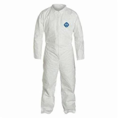 Dupont® Tyvek® TY120SWH2X002500 Collared Disposable Coverall, 2XL, White, Polyethylene, 45-1/4 to 48-3/4 in Chest, 31 in Inseam