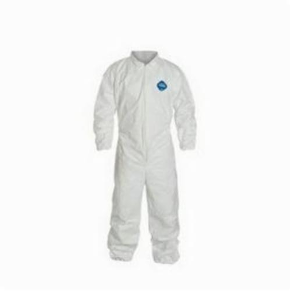 Dupont® TY125SWH2X0006G1 Chemical Resistant Coverall, 2XL, White, 5.9 mil Tyvek®, 45-1/4 to 48-3/4 in Chest, 30-1/2 in Inseam
