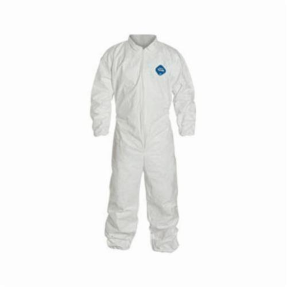 DuPont® TY125SWHXL002500 Disposable Coverall With Collar, XL, White, Tyvek®, 42-3/4 to 46-1/4 in Chest, 29-1/2 in Inseam
