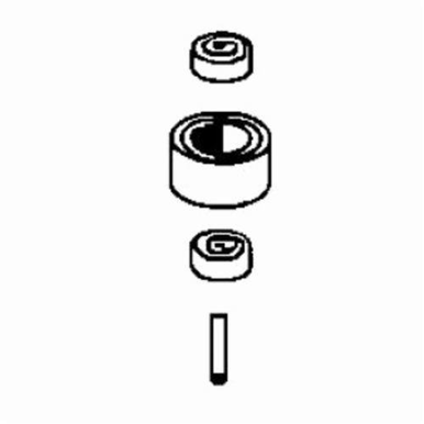 Dynabrade® 15320 Contact Wheel Assembly, 3/8 in ID x 1 in OD x 7/8 in W, Crowned Surface, 70 Duro Rubber Wheel
