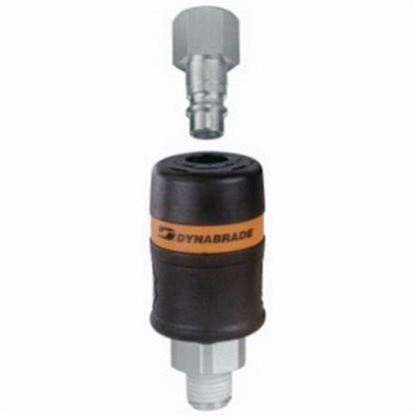 Dynabrade® 97575 Safety Coupler, 1/4 in MNPT Coupler, 1/4 in FNPT Plug, 55 scfm