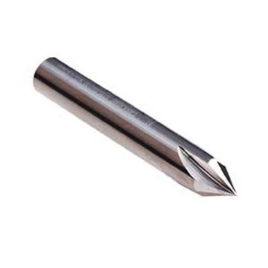 Emuge 1715.06010 Chamfer Mill, 10 mm Dia Cutter Head, 60 deg Included, 66 mm OAL, Sub-Micrograin Carbide, Bright