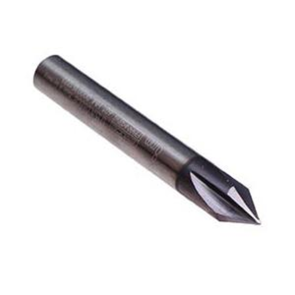 Emuge 1715A.06012 Chamfer Mill, 12 mm Dia Cutter Head, 60 deg Included, 73 mm OAL, Sub-Micrograin Carbide, TiAlN Coated