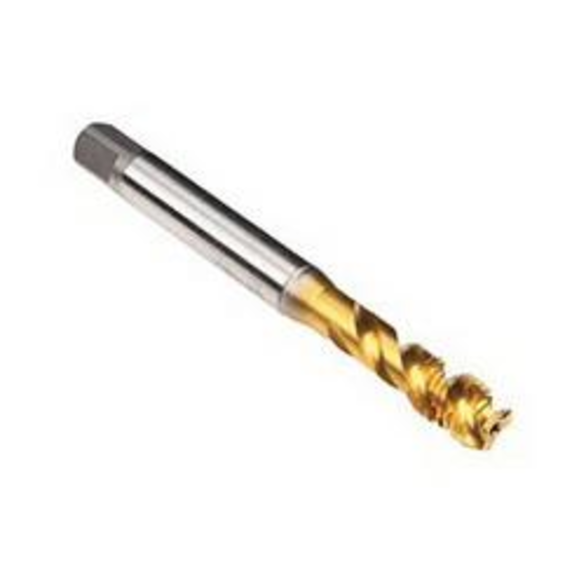 Emuge B0973700.0060 Enorm 1-Z/E-IKZ B0973700 Form E Reinforced Shank Spiral Flute Tap, Right Hand Cutting, M6x1 Thread, Bottoming Chamfer, Right Hand Flute Direction, 3 Flutes, TiN Coated, HSS-E