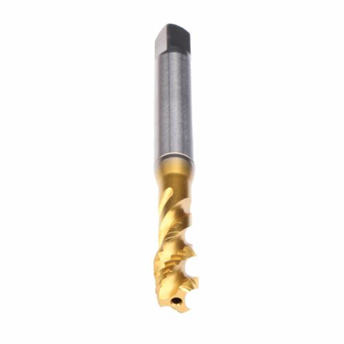 Emuge B3650F01.0050 Enorm 1-Z-SPEED X-IKZ-PM B3650F01 Form C Fast Reinforced Shank Spiral Flute Tap, Right Hand Cutting, M5x0.8 Thread, 2-3 Modified Bottoming Plug Chamfer, Right Hand Flute Direction, 3 Flutes, TiN 60 Coated, HSS-E-PM