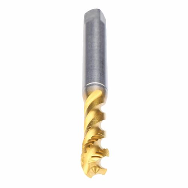 Emuge B5760F01.0060 Enorm 1-Z-X-PM B5760F01 Form C Fast Reinforced Shank Spiral Flute Tap, Right Hand Cutting, M6x1 Thread, 2-3 Modified Bottoming Plug Chamfer, Right Hand Flute Direction, TiN 60 Coated, HSS-E-PM
