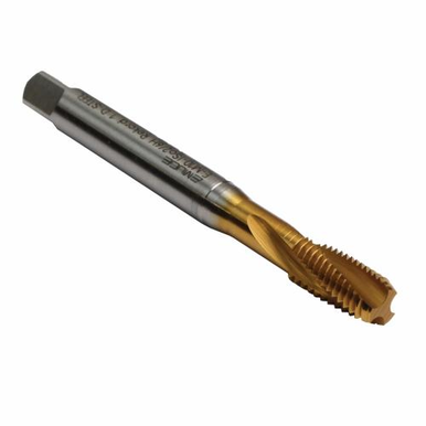 Emuge BU451400.5005 Rekord 1D-STEEL BU451400 Form C Reinforced Shank Slow Spiral Flute Tap, Right Hand Cutting, #6-32 Thread, 2-3 Modified Bottoming Plug Chamfer, Right Hand Flute Direction, 3 Flutes, TiN Coated, HSS-E
