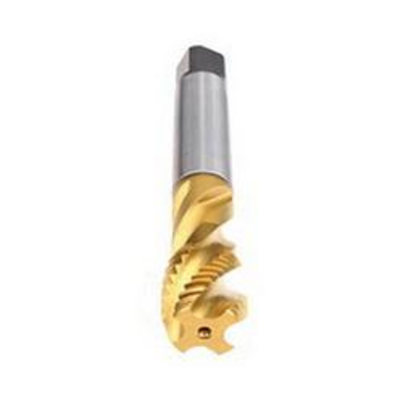 Emuge C0501400.0124 Enorm 2-STEEL C0501400 Form C Fast Reduced Shank Spiral Flute Tap, Right Hand Cutting, M24x3 Thread, Modified Bottoming Chamfer, Right Hand Flute Direction, 4 Flutes, TiN Coated, HSS-E