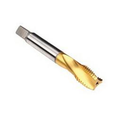 Emuge C0963701.0130 Rekord 2D-Z-IKZ C0963701 Form C Reduced Shank Slow Helix Spiral Flute Tap, Right Hand Cutting, M30x3.5 Thread, Modified Bottoming Chamfer, Right Hand Flute Direction, 4 Flutes, TiN Coated, HSS-E